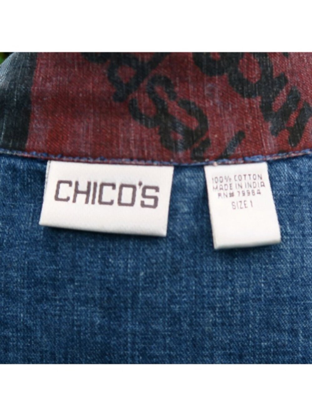 Chicos Embellished Patchwork Denim Jacket With Beads & Pockets Size 1 Medium - Picture 6 of 6